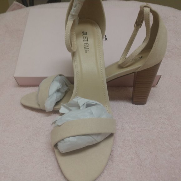 JustFab Shoes - Masha Blush Block Heel Strap Sandal 3.5" Heel